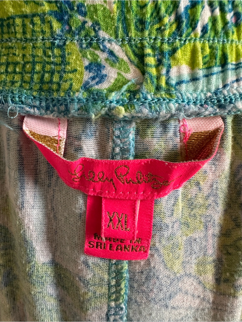 Lilly Pulitzer Damalia Knit Tropical Two-Piece Pajamas in Green and Blue, XXL - Picture 8 of 11